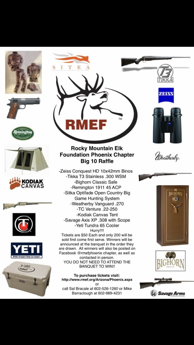 Big 10 Raffle for RMEF Banquet The Campfire