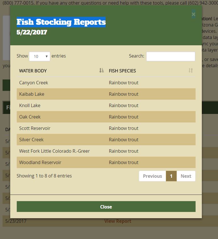 AZ Game and Fish's Fish Stocking Schedule Questions Fishing