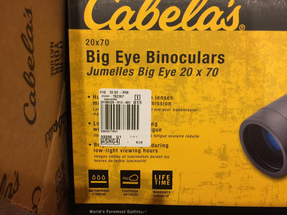 Cabela's big eye sales 20x70 binoculars