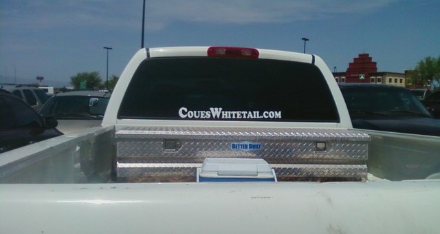 White truck at Cabela’s